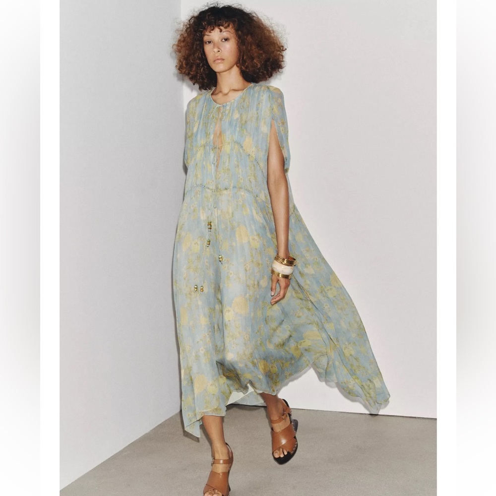 Zara ZW COLLECTION PRINTED DRESS SIZE M